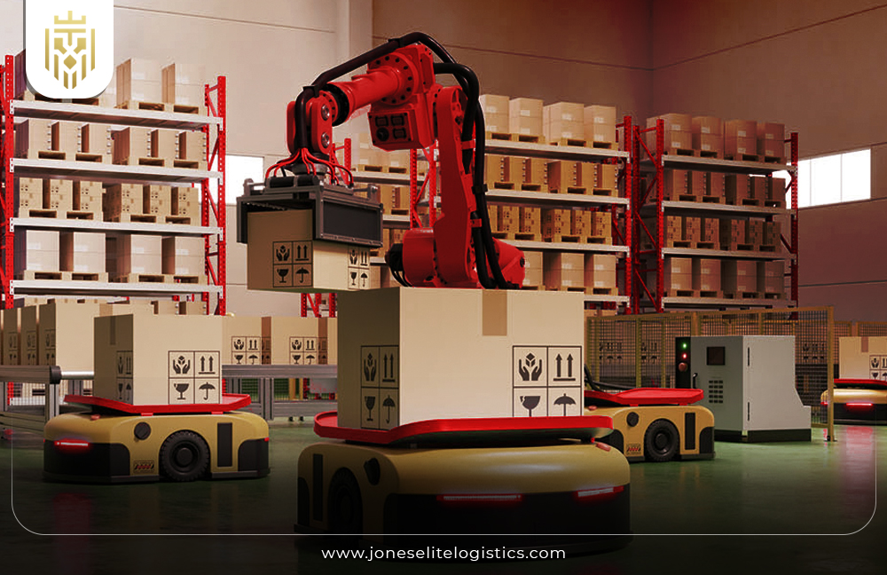 image of futuristic 3pl company in work with robots and software | JEL